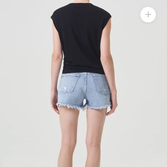 AGOLDE PARKER HIGH WAISTED BUTTON FLY DISTRESSED DENIM SHORTS SZ 28 - Picture 3 of 15